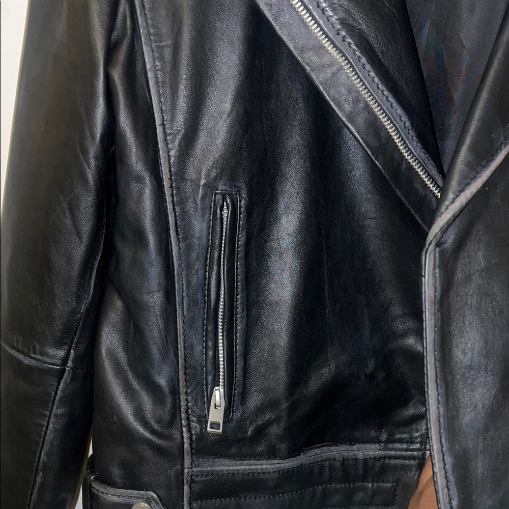 Barneys New York Women's Classic Black Leather Jacket - Picture 6 of 13
